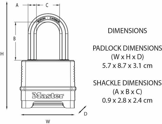 Master Lock Steel Padlock Brass Combination 56mm Black 1pcs