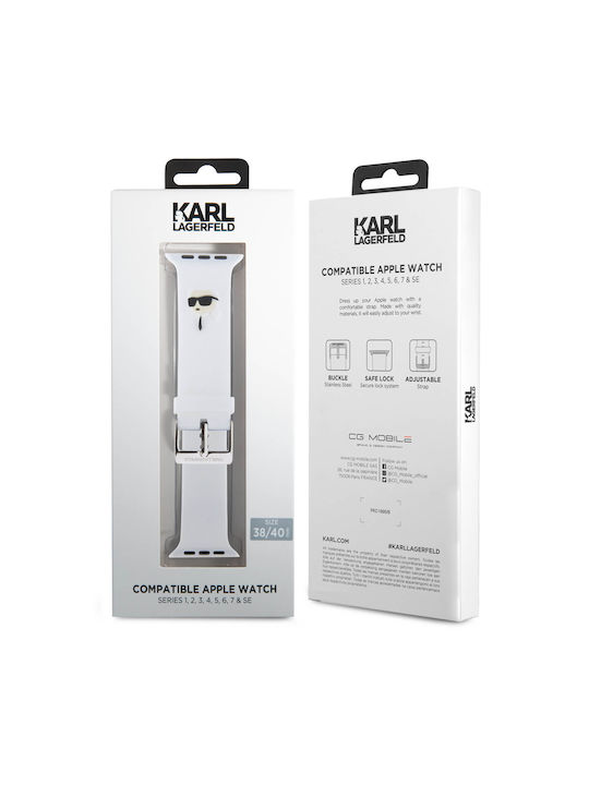 Karl Lagerfeld Karl Head Каишка Силикон Бял (Apple Watch 38/40/41/42mm)