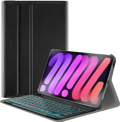Techsuit Flip Cover Piele artificială cu Tastatură Engleză SUA Negru iPad mini 6 (2021)