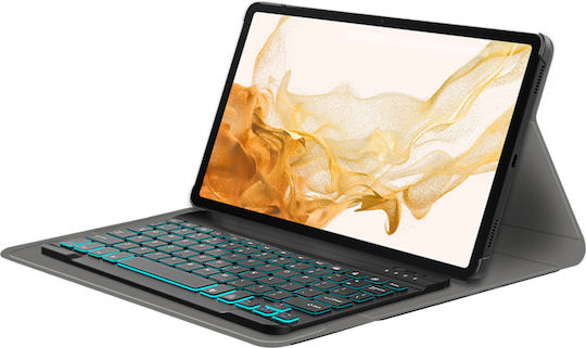 Techsuit Klappdeckel mit Tastatur im Englisch US Schware (Samsung Galaxy TAB S8 Plus)