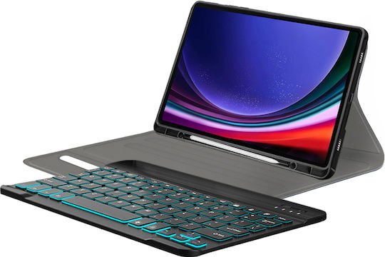 Techsuit Флип Капак с Клавиатура на Английски Език САЩ Черен Samsung Galaxy Tab S9 Plus