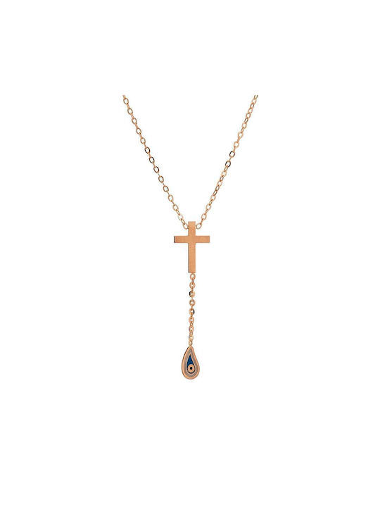 Goldsmith Women's Cross from Rose Gold Plated Silver with Chain