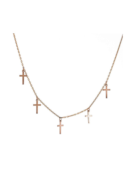 Goldsmith Women's Cross from Rose Gold Plated Silver with Chain