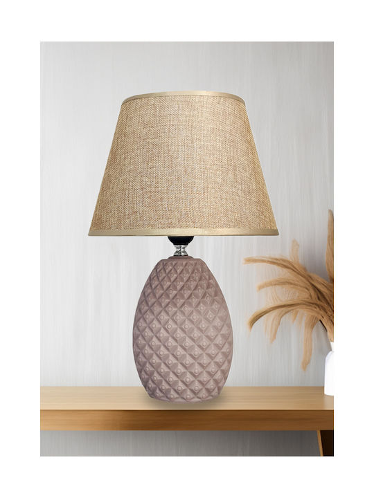 Powertech Ceramic Table Lamp for Socket E27 with Gold Shade and Rose Gold Base