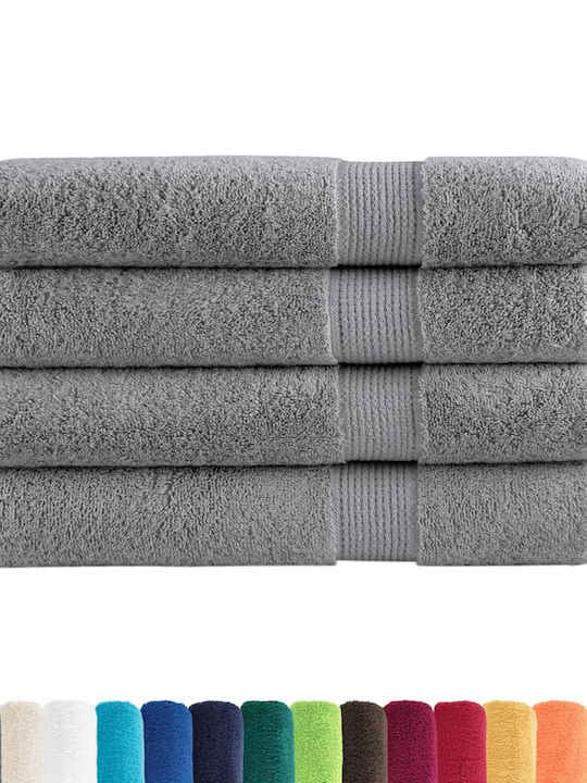 vidaXL Bath Towel 100x200cm Gray 4 Pieces Weight 600gsm