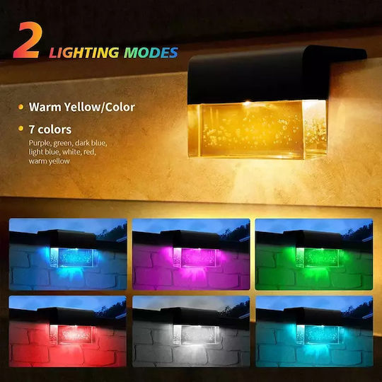 Set of 6 Wall Solar Lights Street RGB with Photocell IP65 8cmx6.5cmx6.5cmcm