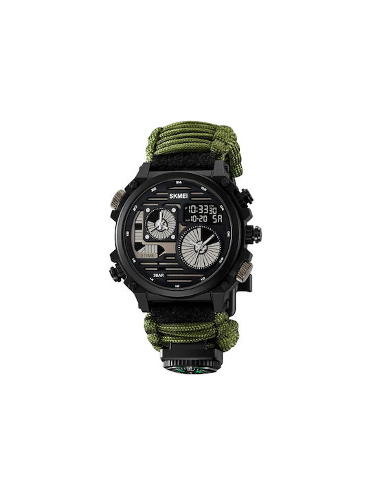 Skmei Analog/Digital Watch Battery with Fabric Strap Green