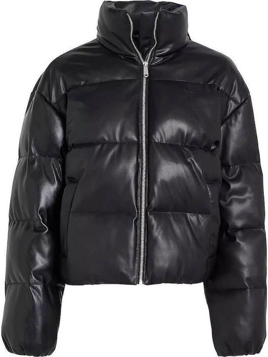 Κοντό Γυναικείο Puffer Μπουφάν για Χειμώνα Black