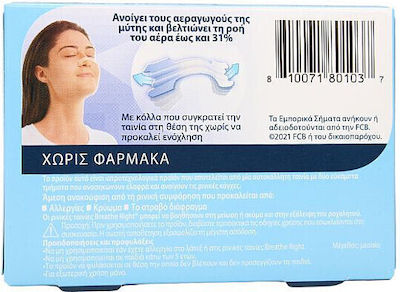 Breathe Right Clear 10τμχ Ρινικές Ταινίες Μεσαίο Μέγεθος