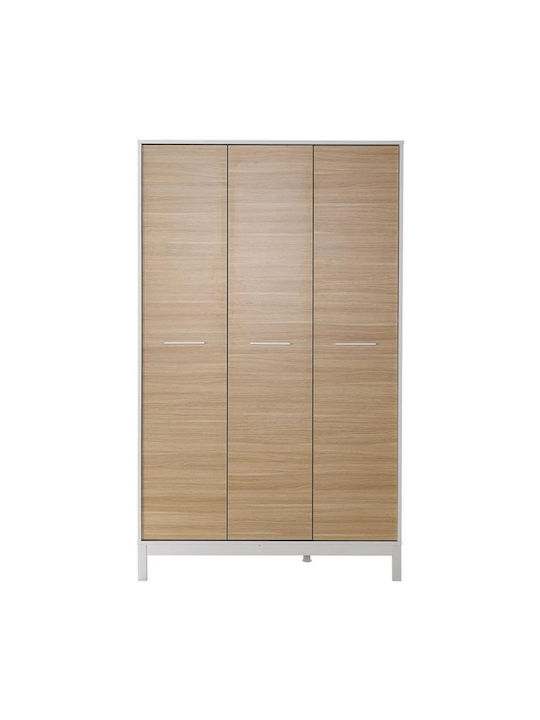 London Τρίφυλλη Ντουλάπα Oak - Λευκό 120x52x202cm