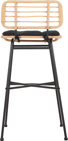 Scaun Rafturi și dulapuri pentru vin de Grădină Rattan Allegra cu pernă Black-wicker Beige 1buc 48x49x99cm