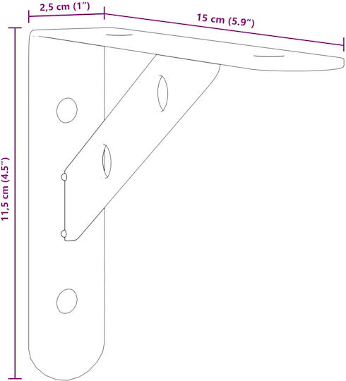 vidaXL Heavy-Duty Stainless Steel Shelf Brackets Silver 150x25mm 4pcs 30296