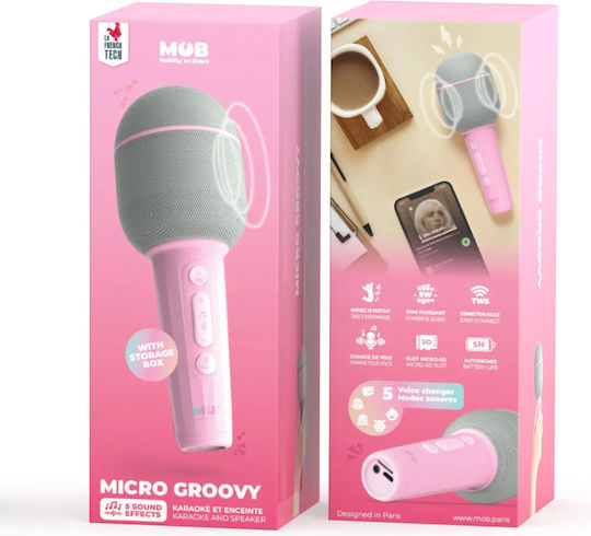 Mobility On Board Wireless Karaoke Microphone Marshmallow GROOV-MARSH-01 Pink