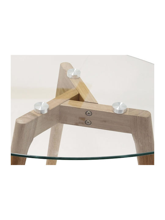 Round Side Coffee Table Made of Solid Wood Transparent 2 Pieces W50xL40xH38cm