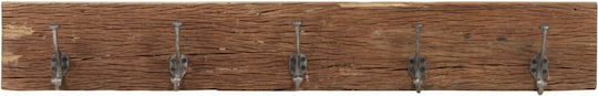 vidaXL Hölzernes 5 Haken Wandhalterung 100x15x2.5cm