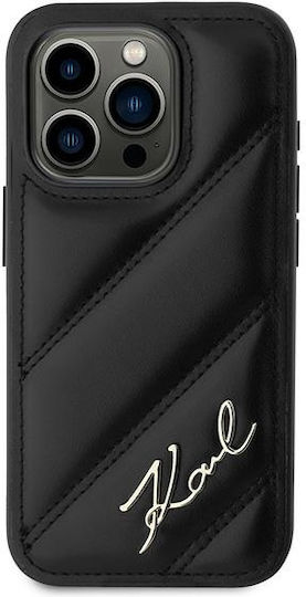 Karl Lagerfeld Diagonal Quilted Script Umschlag Rückseite Silikon / Kunststoff / Leder Schwarz (iPhone 15 Pro Max)