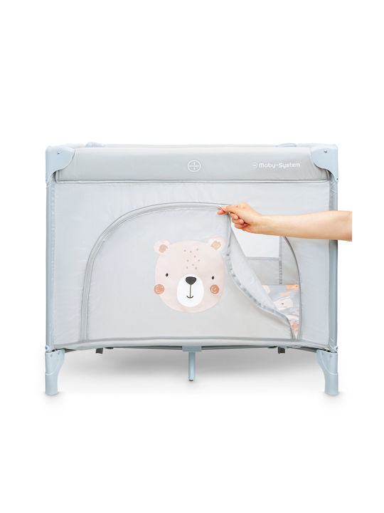 Moby System Teddy Bear Playpen with Mattress Gray 100x97cm