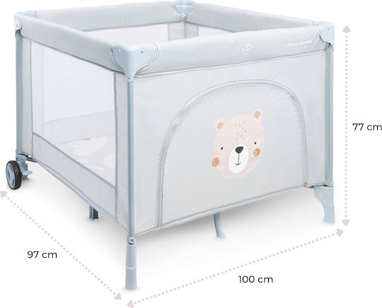 Moby System Teddy Bear Laufstall mit Matratze Gray 100x97cm