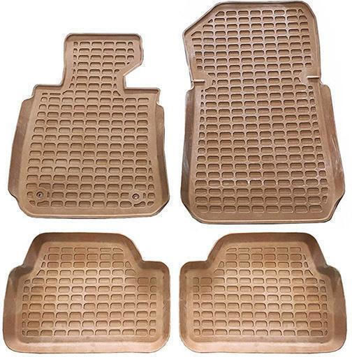 Auto Gs Set of Front and Rear Mats 4pcs Tray Type for BMW E87 2005+ Brown
