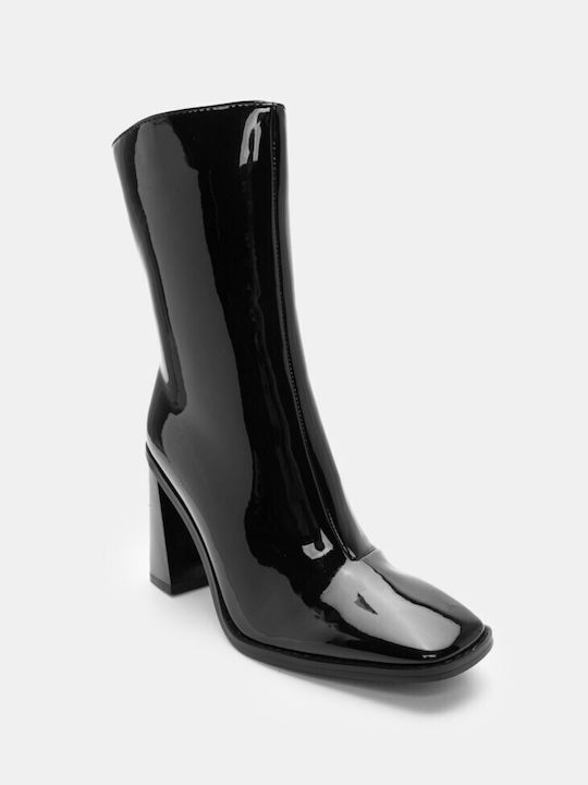 Luigi Women's Ankle Boots made of Patent Leather with High Heel Black