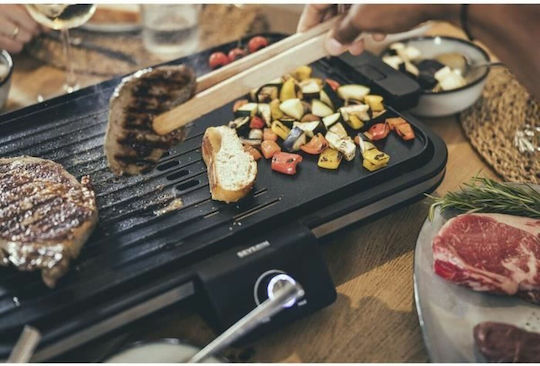 Severin Tabletop Electric Grill Smooth and Ribbed Plate 2300W with Adjustable Thermostat 50cmx30cmcm