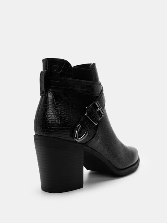 Luigi Suede Women's Ankle Boots with High Heel Black