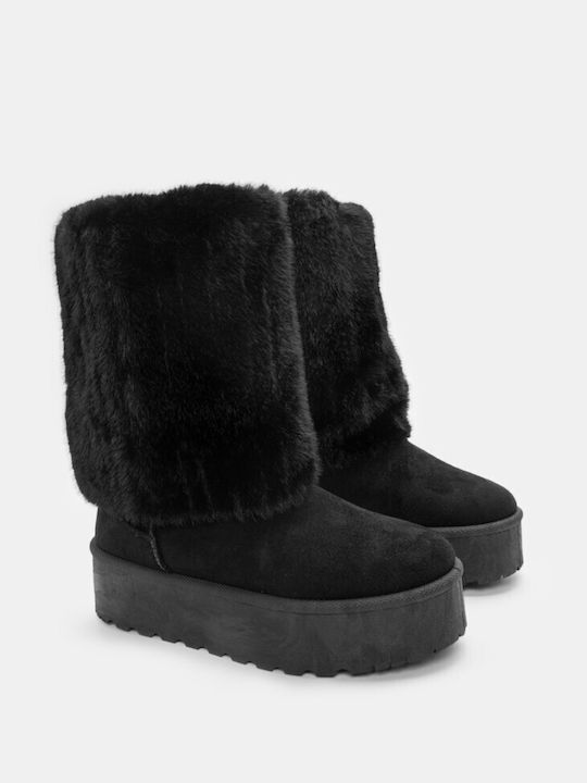 Luigi Women's Ankle Boots with Fur Black