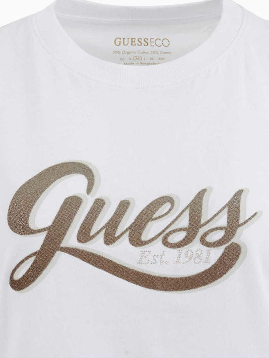 Guess Women's Blouse Cotton with Straps & V Neckline Checked White