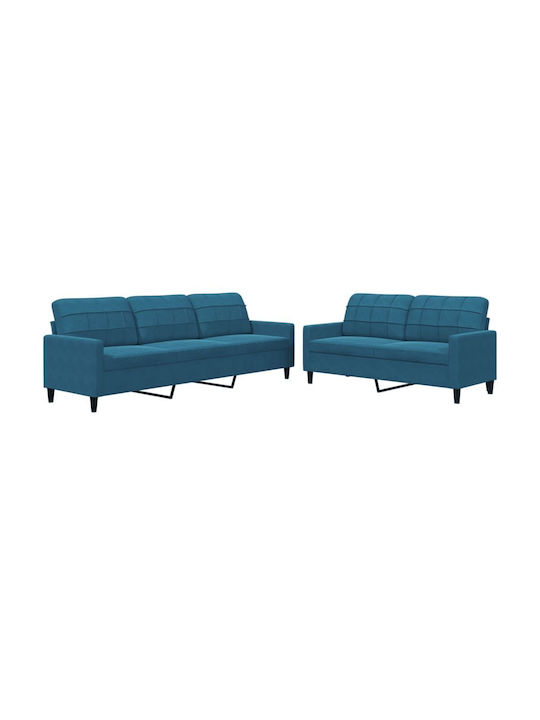Living Room Furniture Set 3-Seater & 2-Seater Blue
