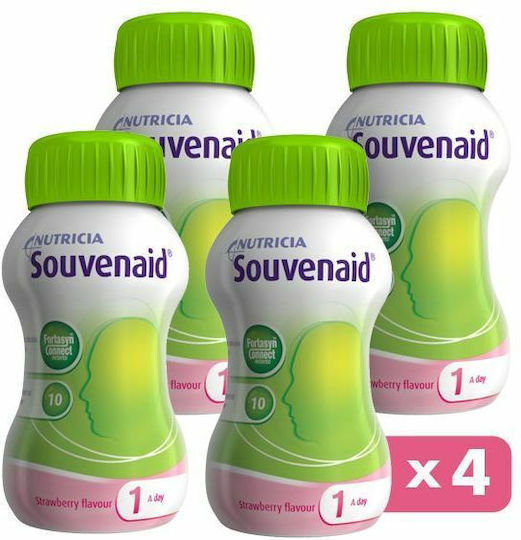 Nutricia Souvenaid Συμπλήρωμα για την Μνήμη & τη Συγκέντρωση 4 x 125ml Φράουλα