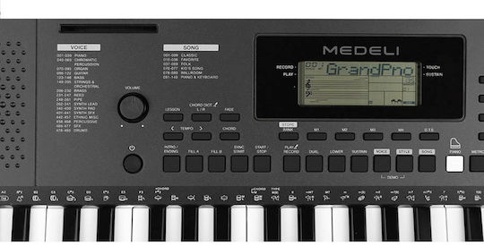 Medeli Keyboard MK100 with 61 Dynamic Keys with Music Stand Black Stand Standard Bundle II