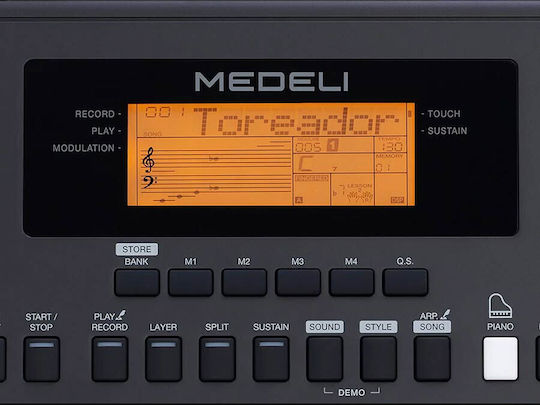 Medeli Tastatur MK200 mit 61 Tasten mit Notenständer Schwarz