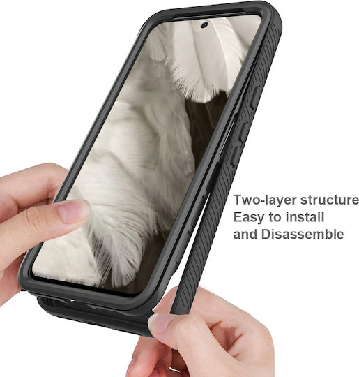 Techsuit Techsuit Back Cover Silicon Set cu Geam Negru (Google Pixel 8 Pro)