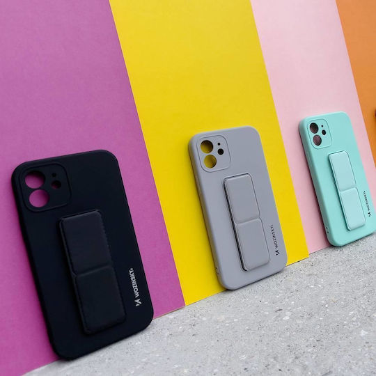 Wozinsky Kickstand Flexible Umschlag Rückseite Silikon Schwarz (Redmi 9A / 9AT)