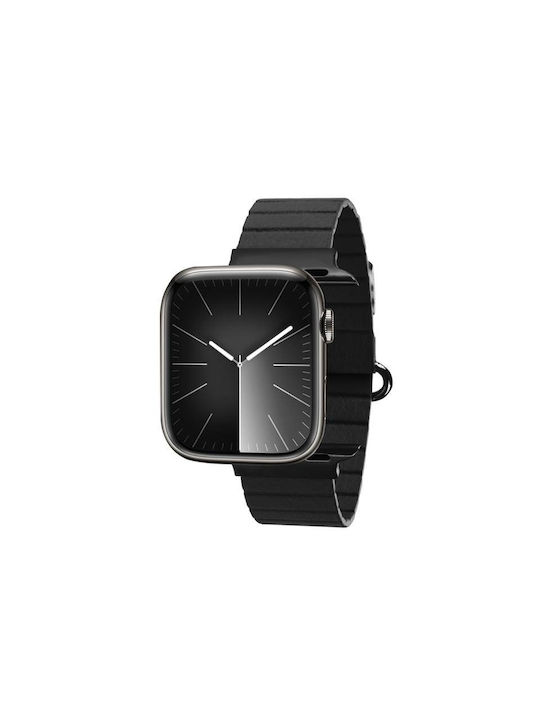 Crong Каишка Кожа Черен (Apple Watch 44/45/46mm/Ultra 49mm) CRG-44ECL-BLK