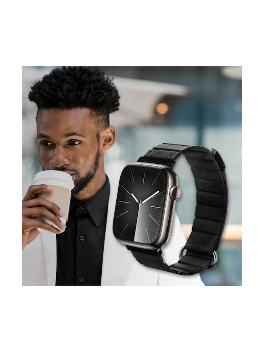 Crong Каишка Кожа Черен (Apple Watch 44/45/46mm/Ultra 49mm) CRG-44ECL-BLK