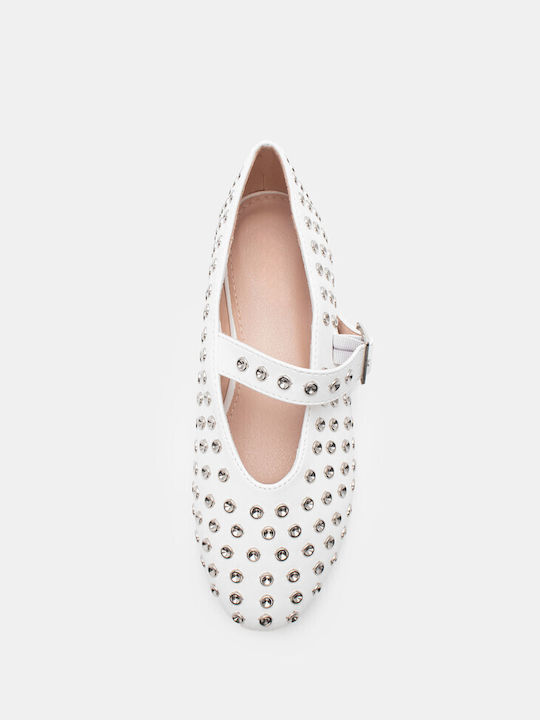 Luigi Synthetic Leather Pointy Ballerinas White