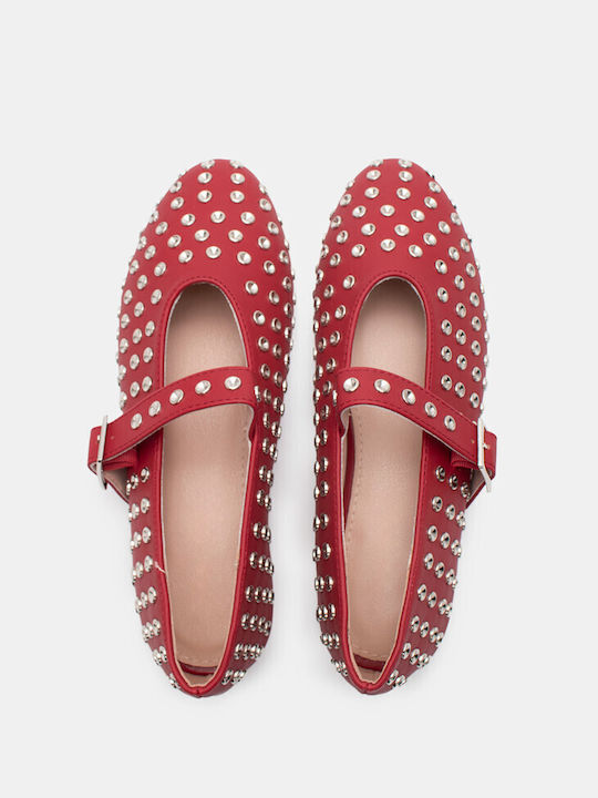 Luigi Synthetic Leather Pointy Ballerinas Red