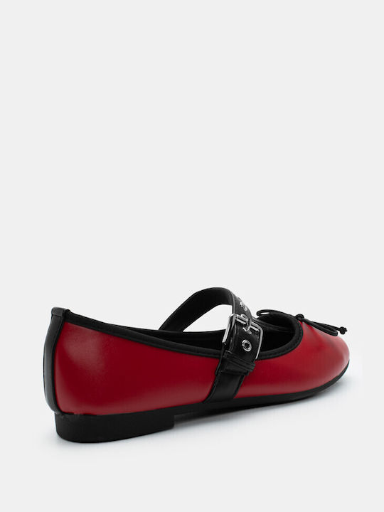 Luigi Synthetic Leather Pointy Ballerinas Red