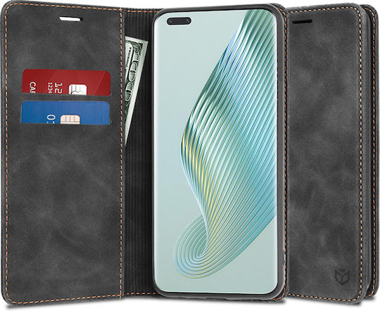 Techsuit Back Cover Σιλικόνης / Δερματίνης Μαύρο (Honor Magic5 Pro)