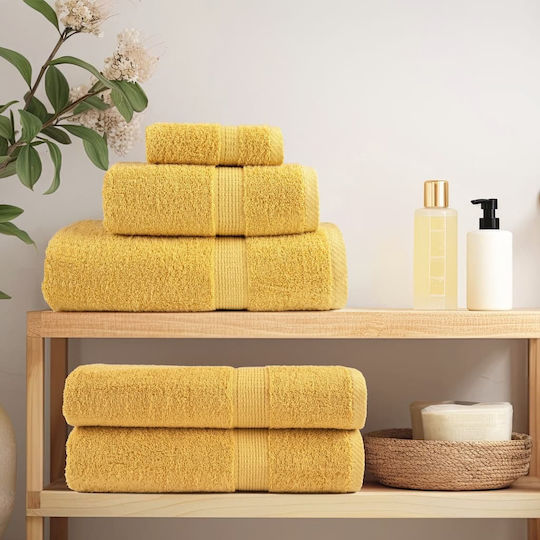 vidaXL 50x100cm Gold 10 Pieces Weight 600gsm Bath Towels
