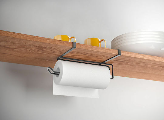 Metaltex Lava Therm Easy Roll Βάση για Χαρτί Κουζίνας Επιτοίχια Μεταλλική Μαύρη 35x18x10cm 16-361135