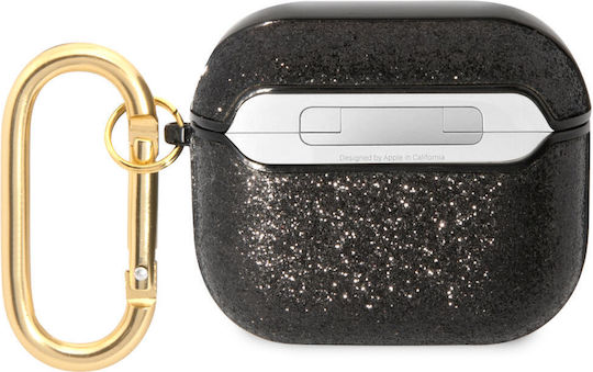 Guess Glitter Flakes Θήκη Πλαστική με Γάντζο σε Μαύρο χρώμα για Apple AirPods 3