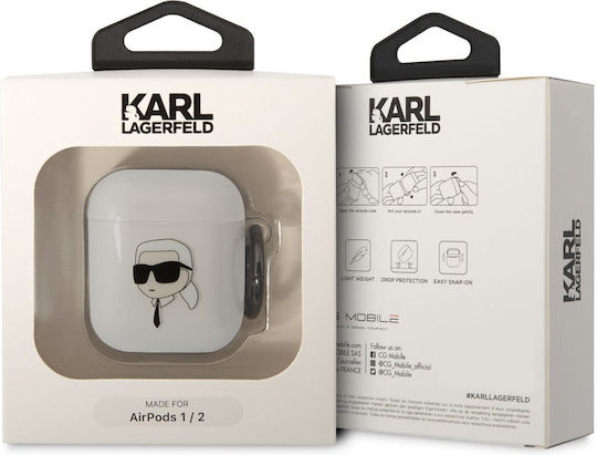 Karl Lagerfeld Karl's Head Θήκη Σιλικόνης σε Διάφανο χρώμα για Apple AirPods 1 / AirPods 2