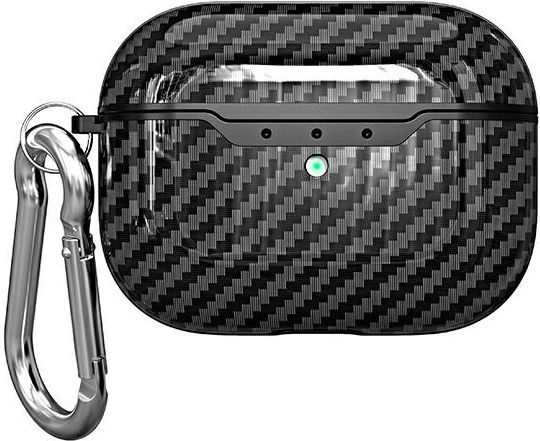 Beline Carbon Cover Θήκη Σιλικόνης με Γάντζο σε Μαύρο χρώμα για Apple AirPods Pro