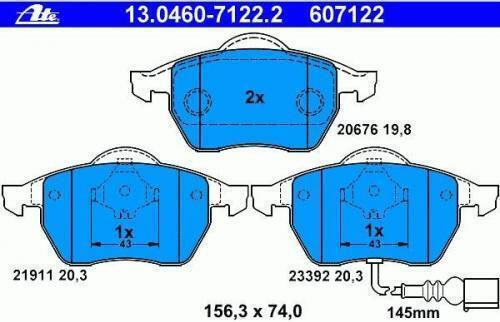 Ate Brake Pad Front 4pcs for Audi A3 / TT Seat Leon / Toledo Skoda Octavia Volkswagen Beetle (New) / Bora / Golf