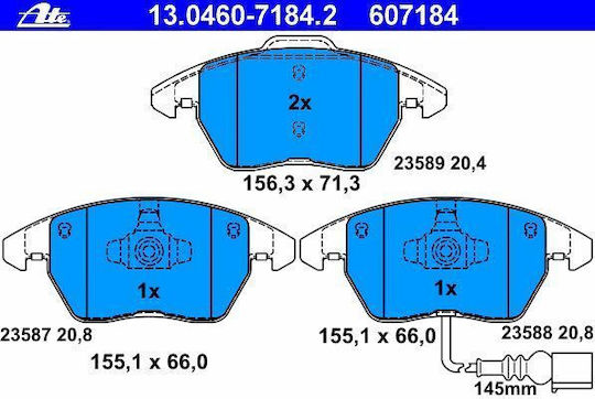 Ate Brake Pad Front 1pcs for Audi A1 / A3 Seat Altea / Ibiza / Leon / Toledo Skoda Fabia / Octavia / Rapid / Roomster