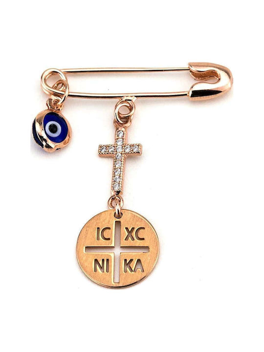 Goldsmith Παιδική Παραμάνα Σταυρουδάκι. από Ασήμι με Σταυρό και Κωνσταντινάτο