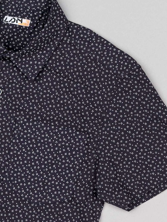 Kids Shirt Short Sleeve Linen Dark Blue