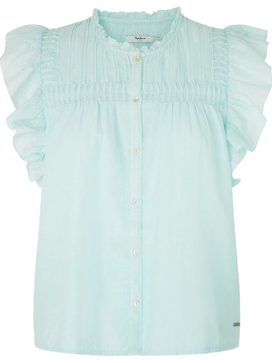 Dakota Ärmellos Damen Denim Hemd Aqua Blue